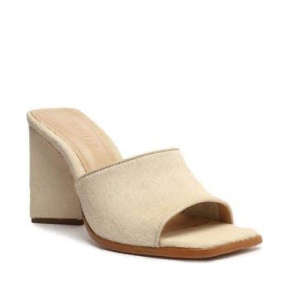 Schutz NWT Lizah Wild Welt calf hair chunky heel square toe heeled sandals